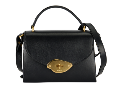 Small Lana Top Handle Bag, &pound;595, Handbags, Black, Leather, Front view